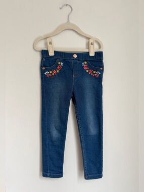 Vince Camuto Girls Embroidered Dark Blue Denim Jeggings (Size 4)